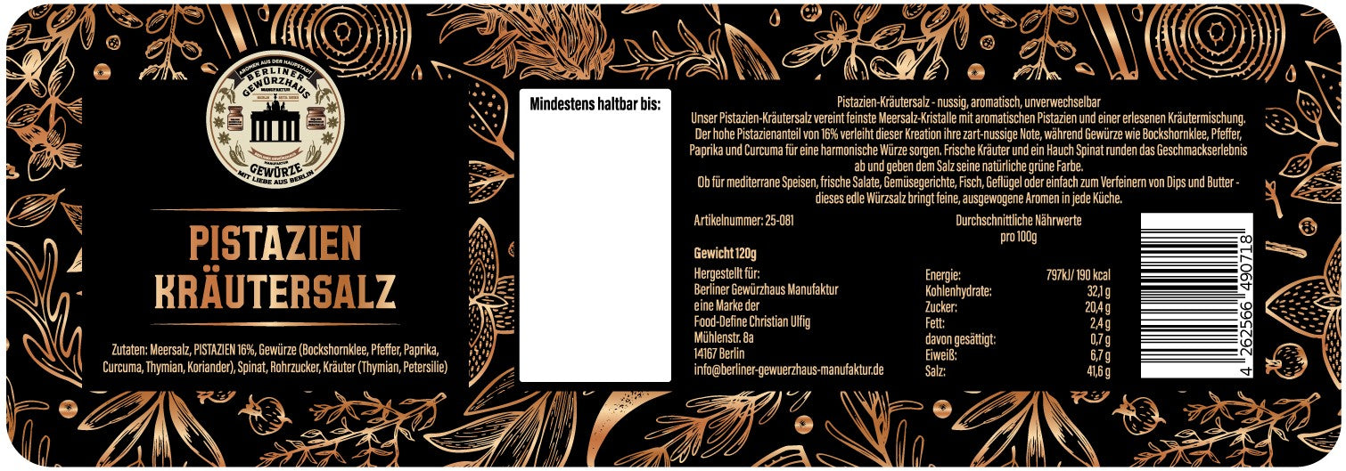 Pistazien Gewürzsalz 120g - Berliner-Gewürzhaus-Manufaktur 
